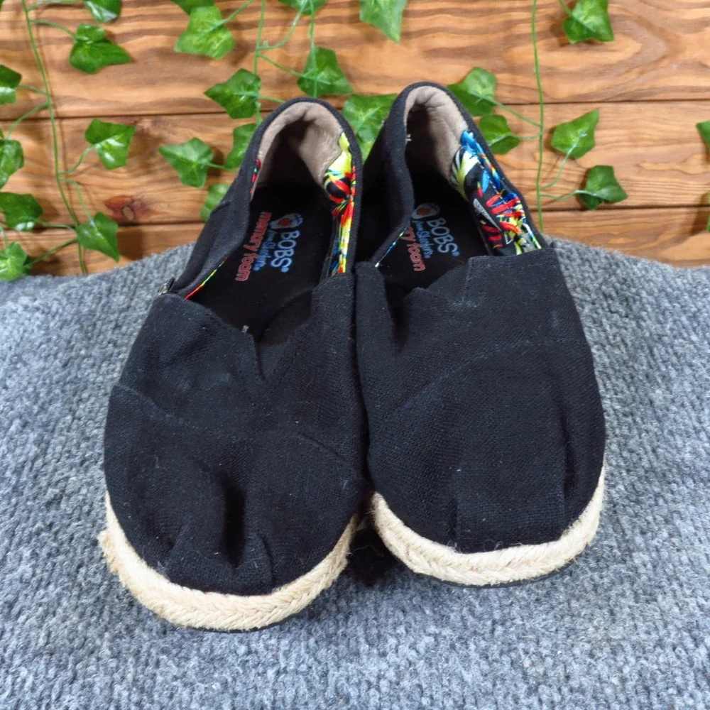 Skechers BOBS Highlights High Jinx Womens Espadrille Wedge 9.5 Casual‎ Black